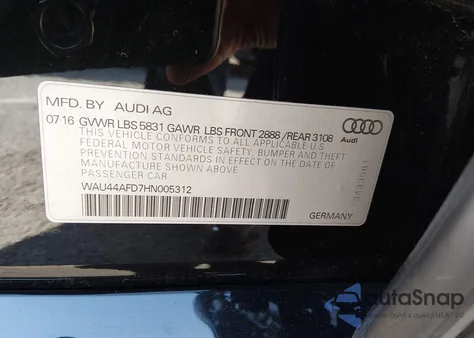 2017 Audi A8 L 3.0T from USA, damaged, VIN WAU44AFD7HN005312